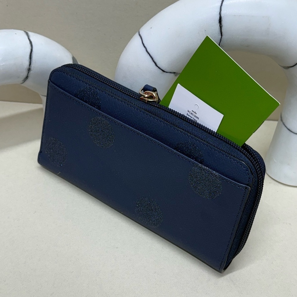(new+tag) Kate Spade neda long wallet navy polka dots classic - Picture 6 of 12